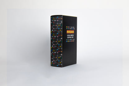 Black color box with Pac-Man logo and characters of colorful ghosts and an yellow, circular figure with a wedge-shaped mouth.